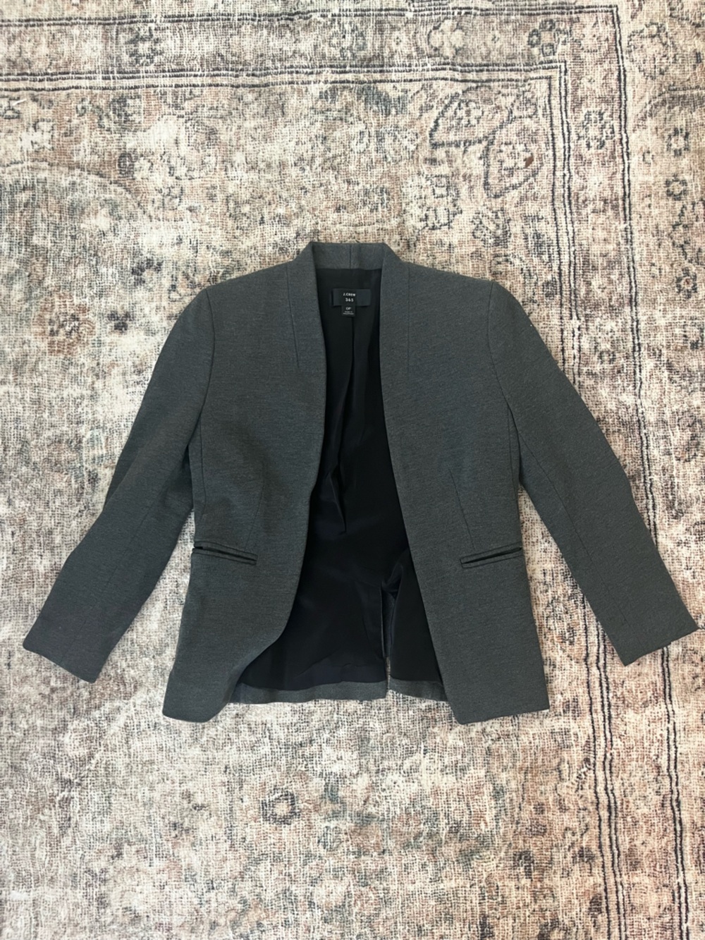 J. Crew 365 Charcoal Gray Collarless Blazer
